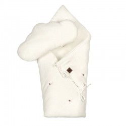 Hi Little One kołderka rożek z podusią z oddychającej organicznej BIO bawełny White