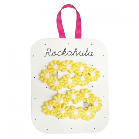 Rockahula Kids - 2 spinki do włosów Flower Crochet Yellow