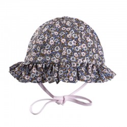 Hi Little One kapelusz przeciwsłoneczny dla dziewczynki BOHO FLO Blue roz S Pom Pom