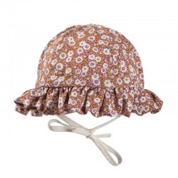 Hi Little One kapelusz przeciwsłoneczny dla dziewczynki BOHO FLO Rust roz S Pom Pom