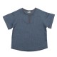 Pom Pom - lniana koszulka ze spodenkami z organicznego BIO lnu BOHO LEO Blue roz. M