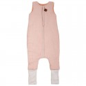 Hi Little One - ocieplany śpiworek dwustronny piżamka z nogawkami z organicznej BIO bawełny muślin BLUSH/SALMON roz S