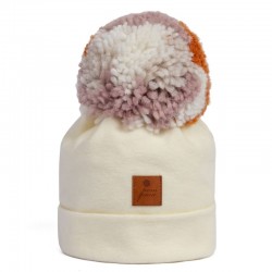 Hi Little One czapka zimowa niemowlęca ALPACA BOHO Ivory/Rust M Pom Pom