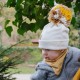 Hi Little One czapka zimowa niemowlęca ALPACA BOHO Ivory/Brown M Pom Pom