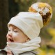 Hi Little One czapka zimowa niemowlęca ALPACA BOHO Ivory/Brown M Pom Pom