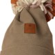 Pom Pom - komplet niemowlęcy czapka z bandanką ALPACA BOHO Cafe Latte & Rust S
