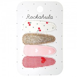 Rockahula Kids spinki do włosów dla dziewczynki 4 szt. Sweet Cherry Fabric