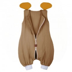 Hi Little One - śpiworek piżamka z bawełny muslin ELEPHANT Dar Oak & Mustard roz M