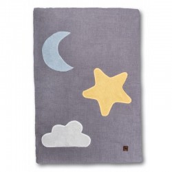 Hi Little One - Kołderka do łóżeczka z oddychającej BIO bawełny organicznej GOTS Day & Night Grey
