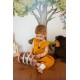Hi Little One - śpiworek piżamka z bawełny muslin ELEPHANT Mustard & Green Hunter roz S