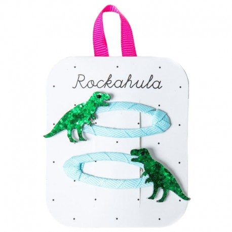 Rockahula Kids - 2 spinki do włosów T-Rex Glitter