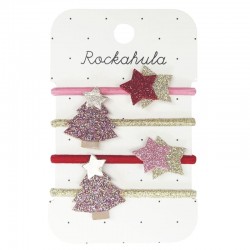 Rockahula Kids gumki do włosów dla dziewczynki 4 szt. Jolly Glitter Xmas Tree