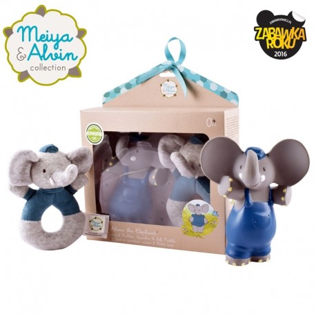 Meiya & Alvin - Alvin Elephant Organic Babyshower Set z grzechotką