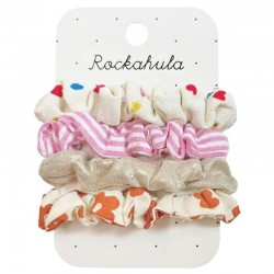 Rockahula Kids gumki scrunchie do włosów dla dziewczynki 4 szt. Rainbow Hearts