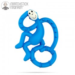 Matchstick Monkey Mini gryzak silikonowy sensoryczny ze szczoteczką Blue