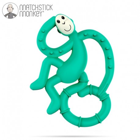 Matchstick Mini Monkey gryzak silikonowy sensoryczny ze szczoteczką Green