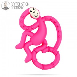 Matchstick Mini Monkey gryzak silikonowy sensoryczny ze szczoteczką Pink