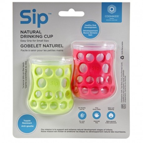 CogniKids Sip® – Natural Drinking Cup 2 sensoryczne kubeczki do nauki picia dla niemowląt APPLE/ROSE