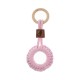 Hi Little One - gryzak sznurkowy 2w1 2 Rings Teether wood and cotton Baby Pink Light