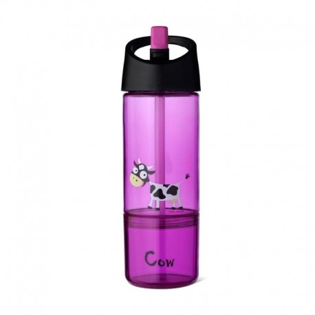 Carl Oscar Kids bottle 2in1 Bidon z pojemnikiem na przekąski 2w1 Purple - Cow