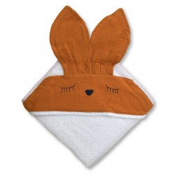 Hi Little One - Ręcznik z kapturem 100 x 100 SLEEPY BUNNY hooded bath towel Apricot