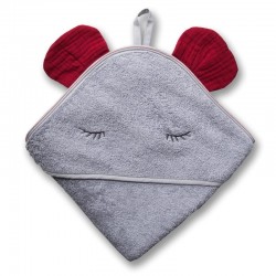 Hi Little One - Ręcznik z kapturem 100 x 100 MOUSE hooded bath towel Strawberry
