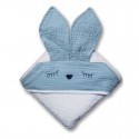 Hi Little One - Ręcznik z kapturem 100 x 100 SLEEPY BUNNY hooded bath towel Baby Blue