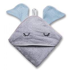 Hi Little One ręcznik okrycie kąpielowe z kapturem 100x100 cm ELEPHANT Baby Blue