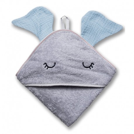 Hi Little One - Ręcznik z kapturem 100 x 100 SLEEPY BUNNY hooded bath towel Dark Oak Light