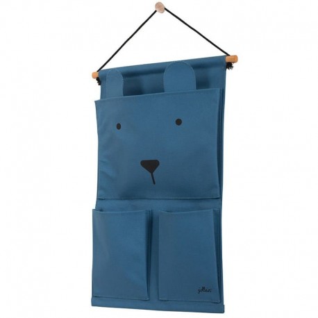 Jollein - przybornik na łóżeczko Canvas ANIMAL CLUB Steel Blue