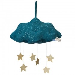 Picca LouLou zawieszka nad łóżeczko niemowlęce Migotliwa Chmurka z Gwiazdkami BLUE